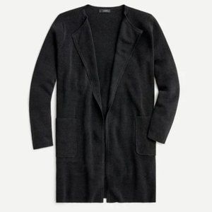 J. Crew Long Juliette Linen Collarless Cardigan Coat Duster- Black
